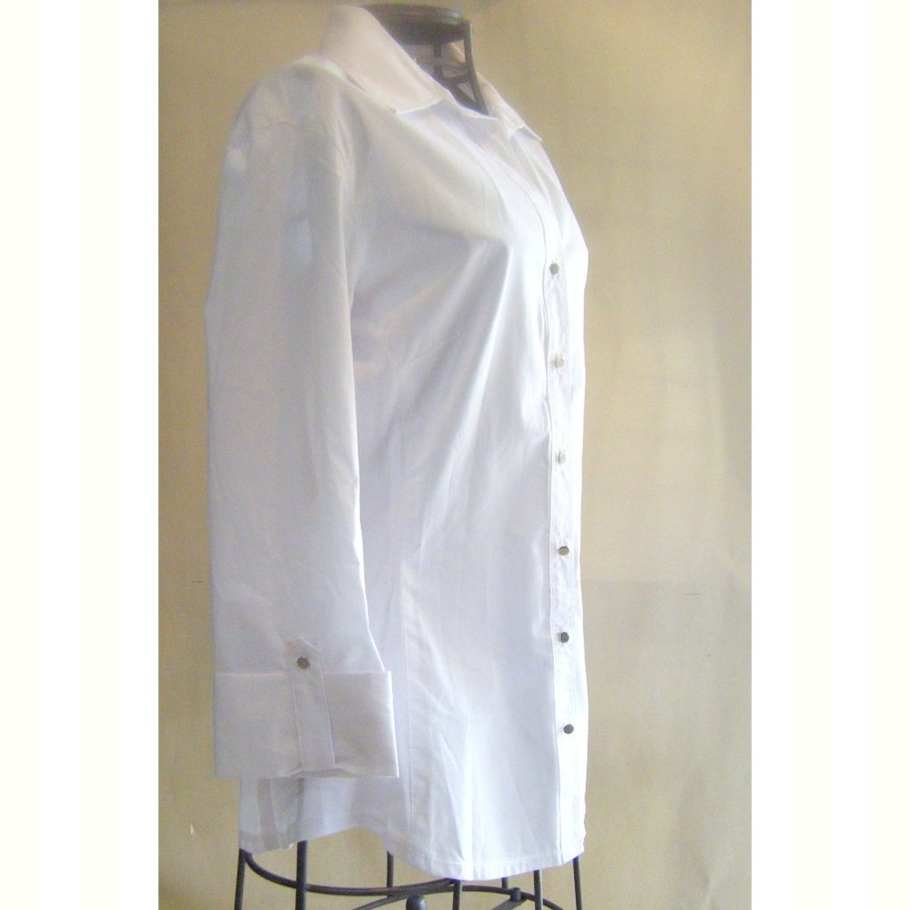 Classic Fitted White Button Front Blouse Size S - image 3